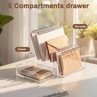 Boîte de rangement pour courrier en acrylique moderne et écologique avec tiroir, 5 compartiments, organiseur de fichiers de bureau transparent