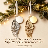 Pendentif Ange en Argent Poli, Disque Creux Gravé au Laser, Souvenir Personnalisé de Qualité Supérieure