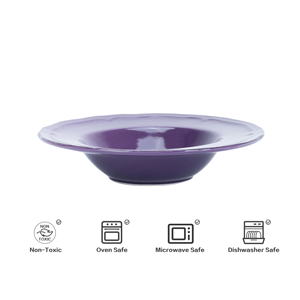 Embossed Color Lead-Free Ceramic <b>Dinnerware</b> Set Eco-Certified Dishwasher Safe Family Dining Includes Bowls & Oval Platter - Product Image 3