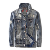 Vestes en jean pour hommes, gilets en jean pour hommes, veste en jean pour hommes avec crâne, veste en jean rétro brodée, jean délavé