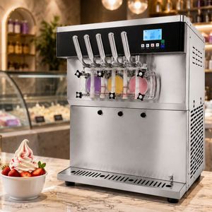 Máquina de Helado Suave de 5 Sabores con Bomba de Aire, Congelador de Yogur Helado Refrigerado por Aire, de Pie, Maquinaria de Heladería - Product Image 1