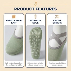 Calcetines <span class=keywords><strong>de</strong></span> Diseño Personalizados Antideslizantes para Pilates, Yoga y Danza, con Diseño <span class=keywords><strong>de</strong></span> Tiras Cruzadas, para Mujer, Regalo - Product Image 2