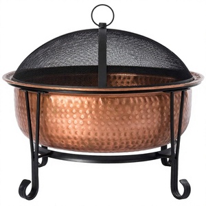 Best Quality Latest Design 100% Pure Handmade Handmade Hammered Copper <b>Fire</b> <b>Pits</b> With Black Steel Stand - Product Image 1