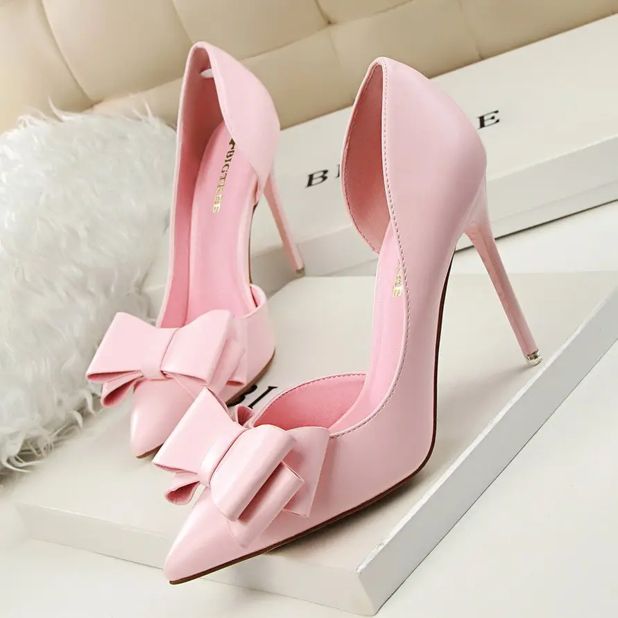 Europe and America fashion wedding high heels shoes for women new trendy heeled sandals luxury design bowtie heels for ladies