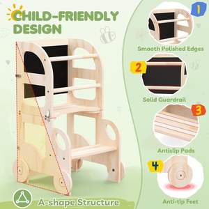 Silla plegable <span class=keywords><strong>para</strong></span> niños de <span class=keywords><strong>1</strong></span> a 3 años, taburete de cocina <span class=keywords><strong>para</strong></span> niños pequeños, torre de <span class=keywords><strong>pizarra</strong></span>, soporte <span class=keywords><strong>para</strong></span> aprender de madera de pie - Product Image 2