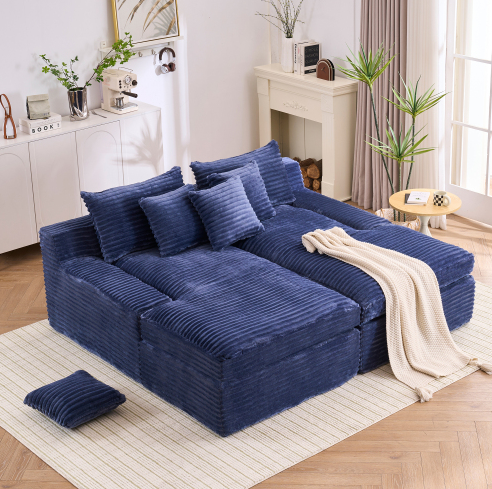 Bleu + Velours côtelé + 2 places