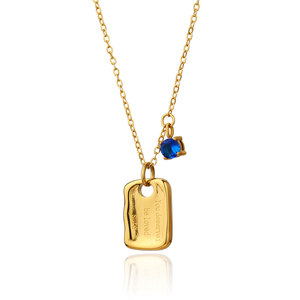 Collar de Joyería con Colgante de Zirconia en Forma de Pepita, Chapado en Oro de 18k, Acero Inoxidable 316L, Resistente al Agua y al Deslustre, con Logotipo Personalizado, para Mujer - Product Image 5