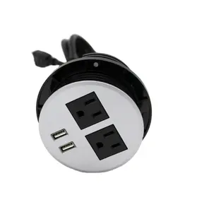 Us Round Power Outlet with two sockets , dual USB Port. using for home ,hotel ,school ,office.