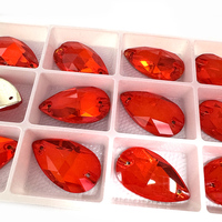 LUCKY Grosir murah kualitas k9 dengan harga terbaik merah muda terang Rhinestone Jahit Tempel Kristal Jahit Tempel Ukuran 17x28mm untuk Gaun