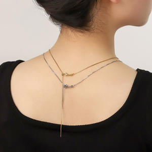 Caja ajustable de acero inoxidable, collar con acabado de cadena O de serpiente con tapón de goma, collar con cabeza de aguja - Product Image 4