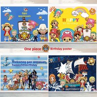 Décorations de fête d'anniversaire One Piece personnalisables pour enfants, panneau de bienvenue Luffy, affiche numérique en panneau KT