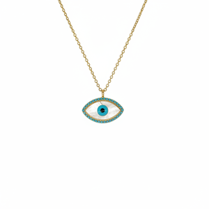 Collier à pendentif en métal doré design mauvais œil - Product Image 2