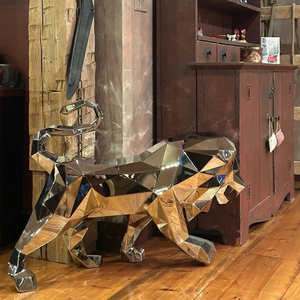 Customizable Durable Stainless Steel Tiger Leopard Sculptures <b>Irregular</b> Shape Garden Animal Statues <b>Mirror</b> Indoor Use Guangdong - Product Image 2