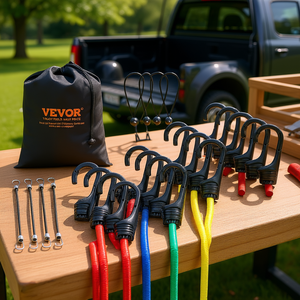 Ensemble de cordes élastiques Vevor, 8 mm, crochets en acier A3, 32 pièces, sangles élastiques pour le regroupement de bâches - Product Image 2