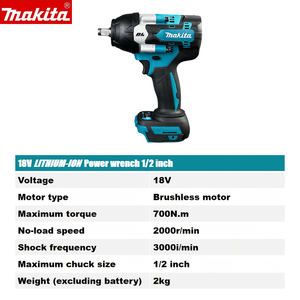 <span class=keywords><strong>Clé</strong></span> <span class=keywords><strong>à</strong></span> chocs sans fil <span class=keywords><strong>Makita</strong></span> 700 Nm, embout carré 1/2 pouce, 18 V, haute puissance, pour réparation automobile, <span class=keywords><strong>batterie</strong></span> lithium-ion BL LXT - Product Image 2