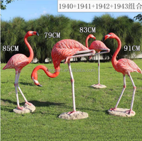 Accessoires de décoration de zoo en plein air Sculptures faites à la main Grands modèles d'animaux Artificielle Réaliste Taille réelle Flamingo rouge Statue Ornement