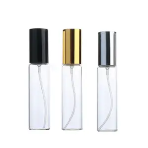 Flacone Spray per profumo in vetro trasparente rotondo da 20ml vuoto con coperchio in argento nero dorato