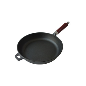 Sartenes antiadherentes de hierro fundido precondimentadas brillantes para el hogar con mango de madera, diseño nórdico ecológico - Product Image 3