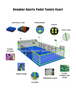 Pista de <span class=keywords><strong>Pádel</strong></span> Exterior Clásica Panorámica Impermeable de Acero Galvanizado con Césped Artificial Verde y Vidrio Templado Resistente al Viento - Product Image 6