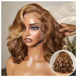 Bán Buôn Nổi Bật Ren Phía Trước Tóc Giả Tóc Vàng Cơ Thể Sóng Tóc Con Người Tóc Giả Chất Lượng Cao Ngắn Bob Tóc Giả - Product Image 1