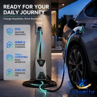 Nouveau chargeur EV portable Kinetix 3,5 kW 16 A NACS Niveau 2, courant réglable, 220 V, IP55, câble de 5 m pour voitures