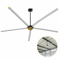 Ventilateur de plafond industriel à faible bruit, ventilateur HVLS de 5,5 m, 5 pales, moteur à aimant permanent PMSM, ventilateur VFD pour le refroidissement des entrepôts et des usines