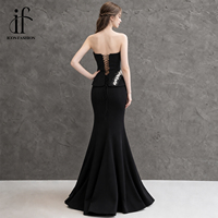 Robe de soirée sirène de luxe noire perlée pour femme, robe de bal asymétrique, vente en gros sur mesure