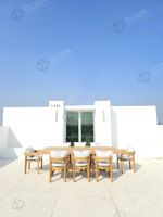 Mobilier moderne d'extérieur en bois de teck Offre Spéciale table et fauteuils en teck massif de style loisirs pour le jardin et la maison