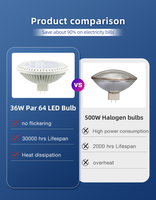 OEM 110v/ 220v 40w Par 64 Lumière de scène portable sans scintillement Dimmable Stage Par64 Led Ampoule