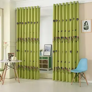 Factory Green Flower 3D Printed Blackout Curtains Landscape Printed Black Out Curtains Custom Curtain for Room