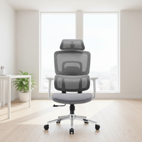 Chaise de bureau pivotante moderne de style exécutif avec accoudoirs et appui-tête réglables, design ergonomique en maille pour la maison, le bureau et l'hôtel