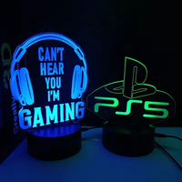 Lampu meja game animasi kartun, lampu malam dengan Remote Control pola Anime seni 3D