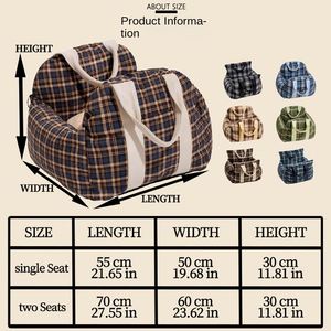 Nid de voiture pour animaux de compagnie en tissu à rayures et carreaux vintage, entièrement amovible, lavable, doux et confortable, universel quatre saisons, vente en gros - Product Image 2
