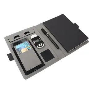 Лидер продаж A5 умный кожаный дневник ноутбук беспроводная зарядка Power Bank подставка для телефона 4-цветная печать свободный подарочный набор