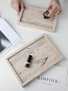 Ost-bandeja de travertine amarillo hecha a mano para decoración del hogar, bandeja de joyería de estilo nórdico beige vintage con piedra natural popular - Product Image 2