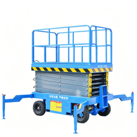 Table élévatrice à ciseaux électrique autopropulsée avec roues à roulettes verrouillables pour utilisation temporaire sur chantier