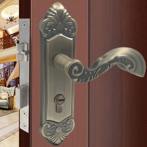 Manija de puerta interior de madera con cerradura de palanca estilo europeo, de acero inoxidable 304, duradera, para dormitorios - Product Image 2
