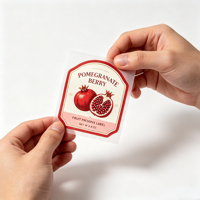 Étiquettes personnalisées écologiques avec motif grenade et bordure rouge vintage pour l'impression d'emballages de pots de confiture de fruits