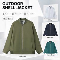 Veste d'hiver décontractée pour homme, grande taille, coupe-vent, respirante, avec logo tissé sur le devant, col montant, manches classiques
