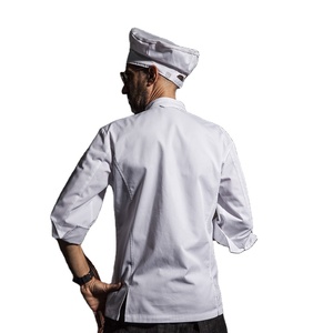 CONTRÔLE Noir Blanc Demi Manches Chef Uniforme Poly Coton Chef Manteau Veste Uniformes - Product Image 2