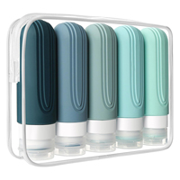 Flacon de toilette de voyage de 100 ml, ensemble de flacons de voyage anti-fuite approuvé par la TSA, ensemble de 5 flacons de toilette de voyage en silicone