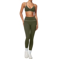 Pakaian Olahraga Wanita 2 Potong Bahan Spandex/Nylon, Bernapas, Anti Kusut, Menyerap Keringat, Kerah Bulat, Lengan Pendek