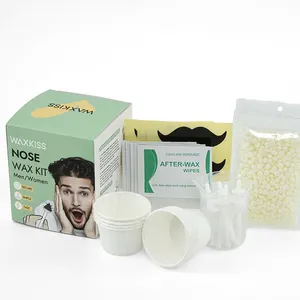 Waxkiss, nuevo diseño, nariz Nasal, Kit de cera para oídos, cuentas de cera depilatorias sin alérgenos, depilación de nariz con palos de plástico, taza medidora