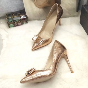 Customizable Plus Size Gold Bow Stiletto Pumps Sexy High Thin Party Wedding Year-Round Wear Breathable <b>Slip</b>-<b>On</b> Summer Winter - Product Image 6