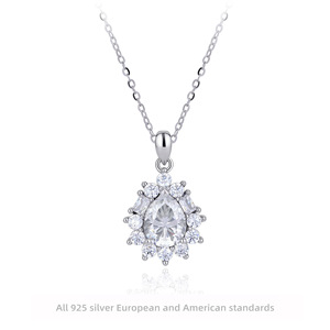 Juego de Collar y Pendientes de Lujo de Plata de Ley S925 <span class=keywords><strong>con</strong></span> Moissanita Corte Pera, Color D, VVS1, Joyería de Moissanita para Mujer, Venta al por Mayor - Product Image 3