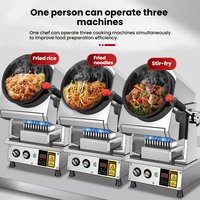 Robot de cuisine intelligent à gaz, cuiseur rotatif pour cuisine chinoise, cuiseur à tambour rotatif en acier inoxydable avec fonction minuterie