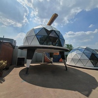Capsule géodésique en verre préfabriquée Eco Star, maison dôme transparente miniature préfabriquée avec salle de bain et cuisine