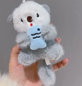 Cute Otter Plush Key Chain Soft PP Cotton Filled Bag Charm Fish Pendant for Backpack Wallet - Product Image 3