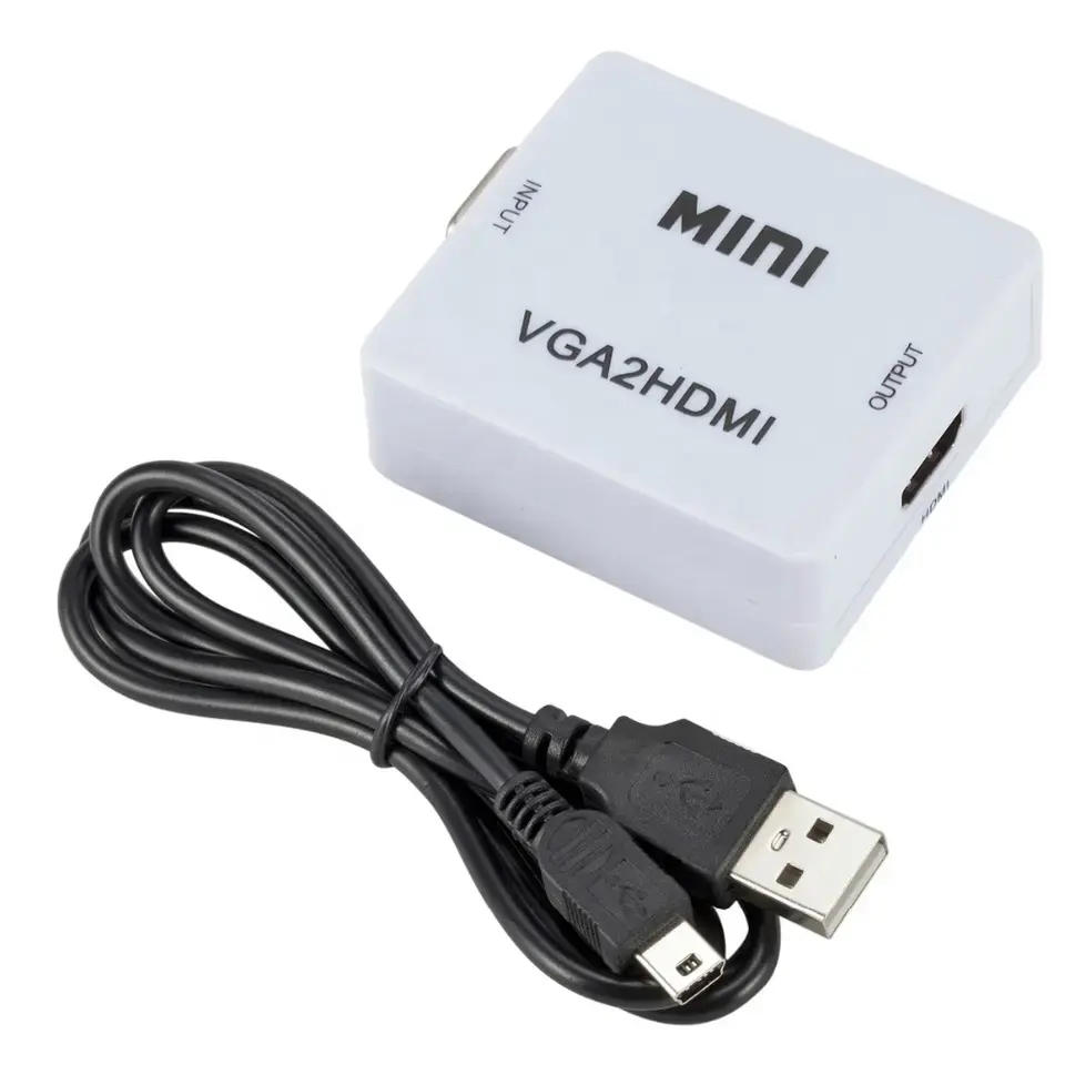 Ucuz fiyat tak ve çalıştır ses VGA ile 1080P Mini VGA2HD adaptörü HD dönüştürücü kutusu