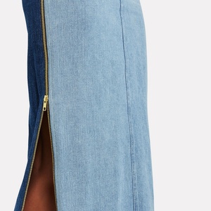 Falda Larga de Mezclilla Bicolor para Mujer, Diseño Moderno 2025, Falda Maxi Vaquera - Product Image 4